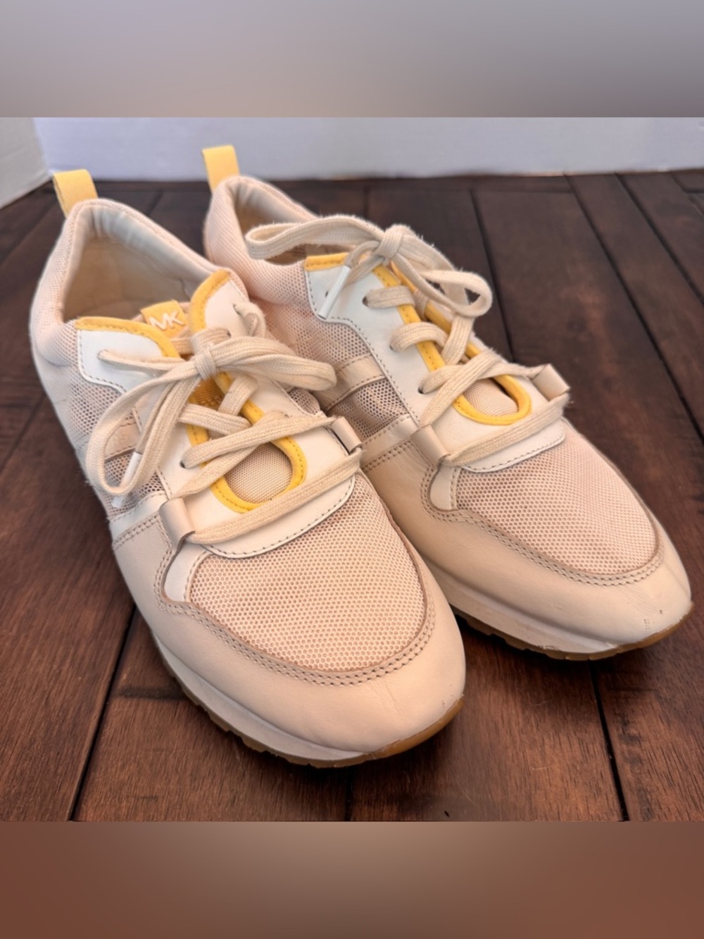 Michael Kors Womens 8.5 Dash Trainer Mesh Sneaker Shoe Cream Athleisure Neutral